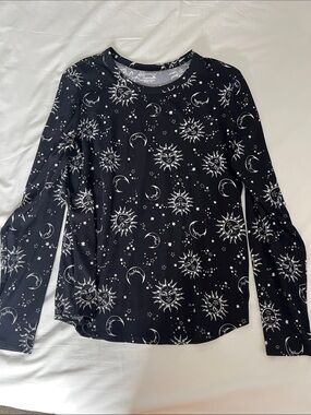 No Boundaries Black Sun & Moon Print Long Sleeve Top